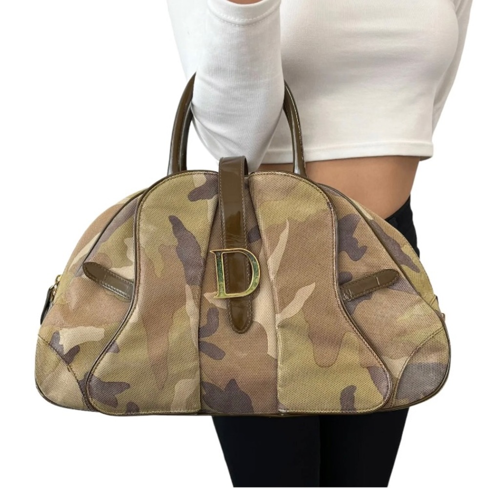 Guaranteed Authentic Christian Dior double saddle camo / camouflage bag